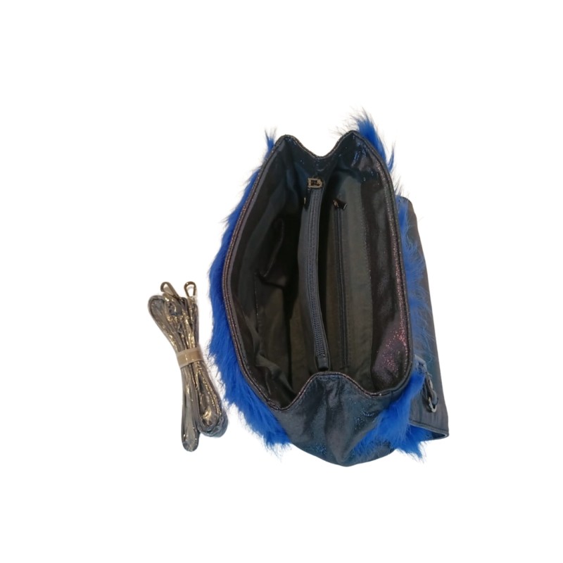 Siyah Parlament Mavisi Renk Kürk Çanta