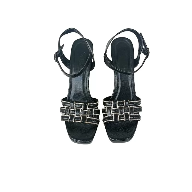 Siyah Renk Cam Platform Topuklu Ayakkabı