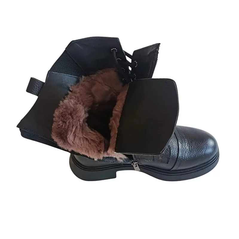 Siyah Renk Ön Bağcıklı Yan Fermuarlı Postal Bot