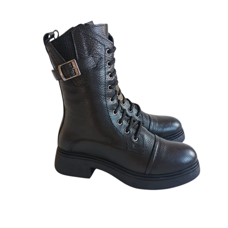 Siyah Renk Ön Bağcıklı Yan Fermuarlı Postal Bot