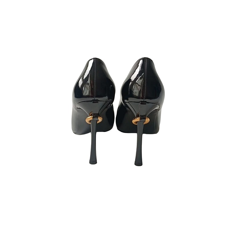 Siyah Renk Rugan Gold Topuk Detaylı  Stiletto Ayakkabı