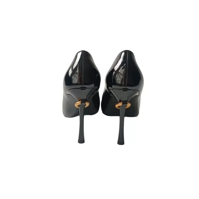 Siyah Renk Rugan Gold Topuk Detaylı  Stiletto Ayakkabı