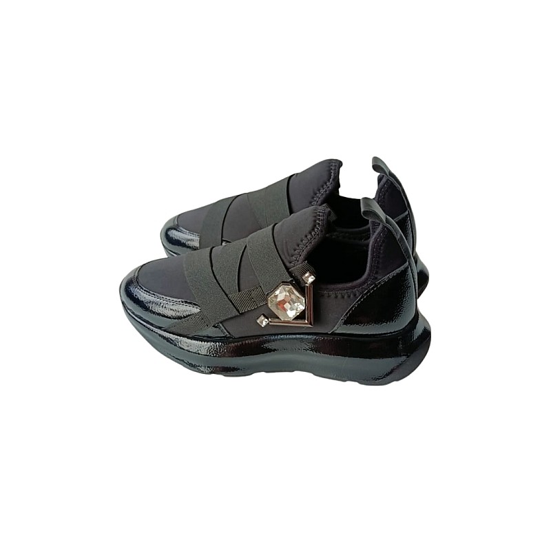 Siyah Rugan & Dalgıç Kumaş Spor Ayakkabı