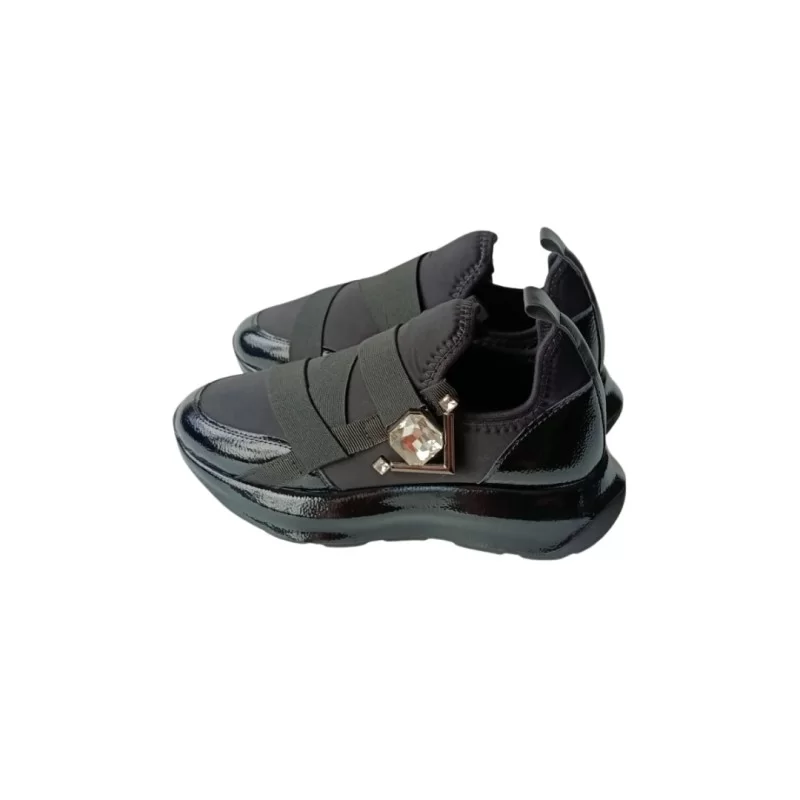 Siyah Rugan & Dalgıç Kumaş Spor Ayakkabı