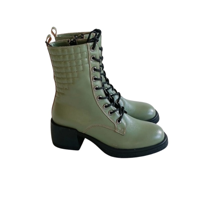 Yeşil Renk Ön Bağcıklı Yan Fermuarlı Postal Bot