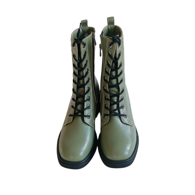 Yeşil Renk Ön Bağcıklı Yan Fermuarlı Postal Bot