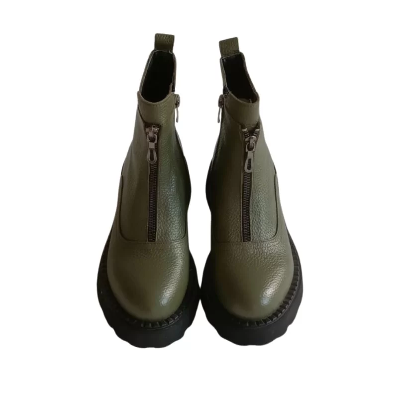 Yeşil Renk Ön Fermuarlı Yan Fermuarlı Bot