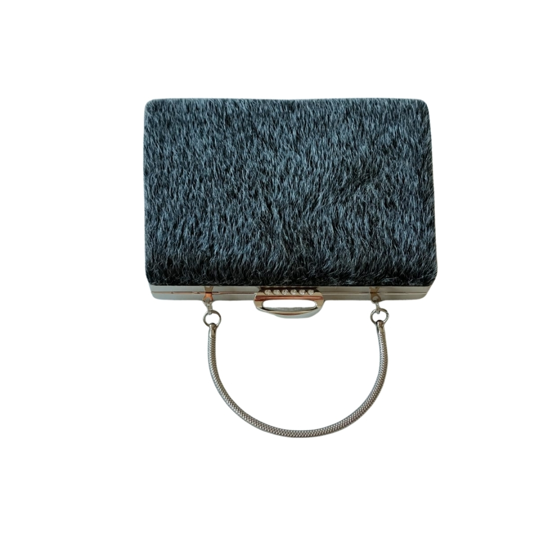 Füme Renk İtalyan Kürk Kumaş Abiye Çanta