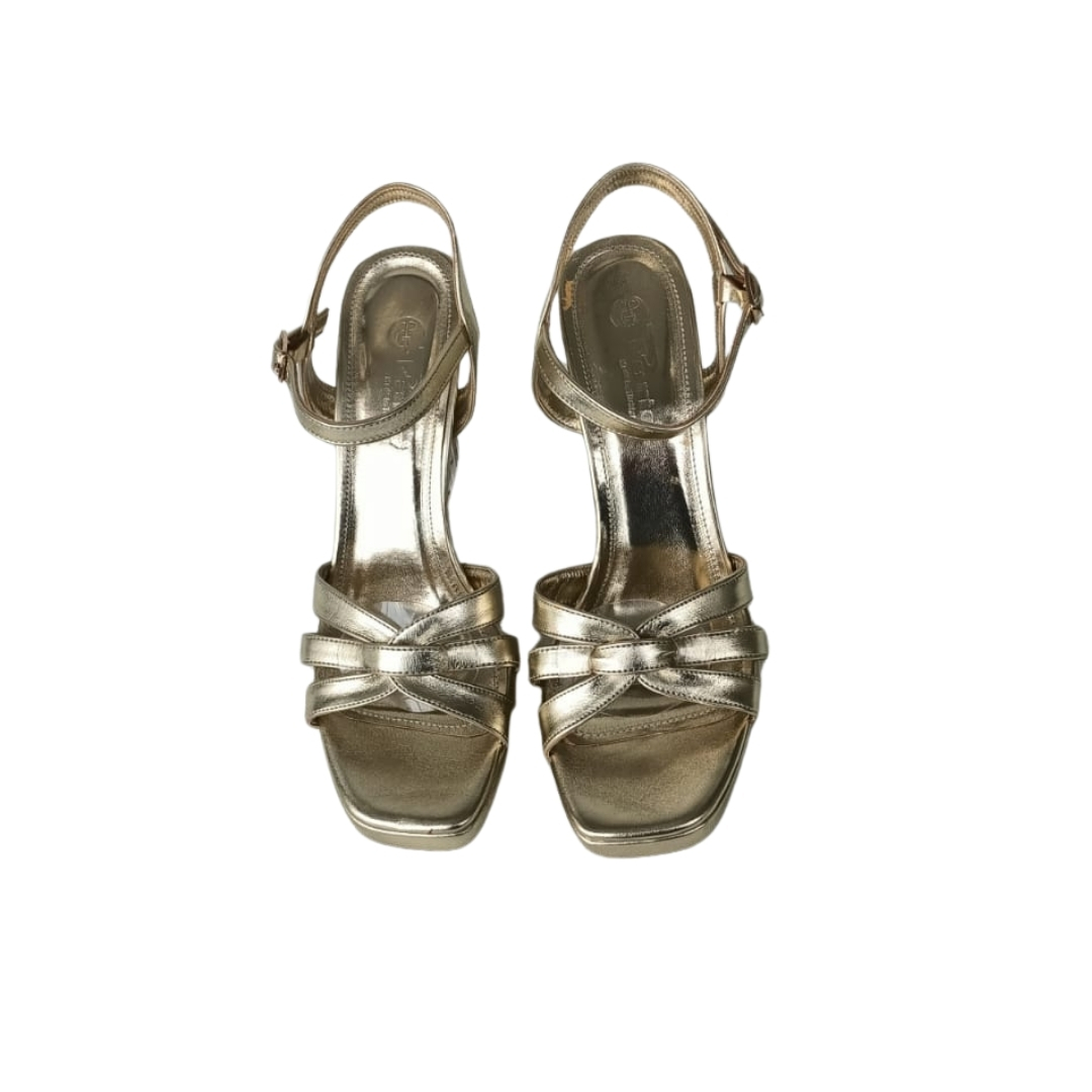 Altın Renk Cam Platform Topuklu Ayakkabı