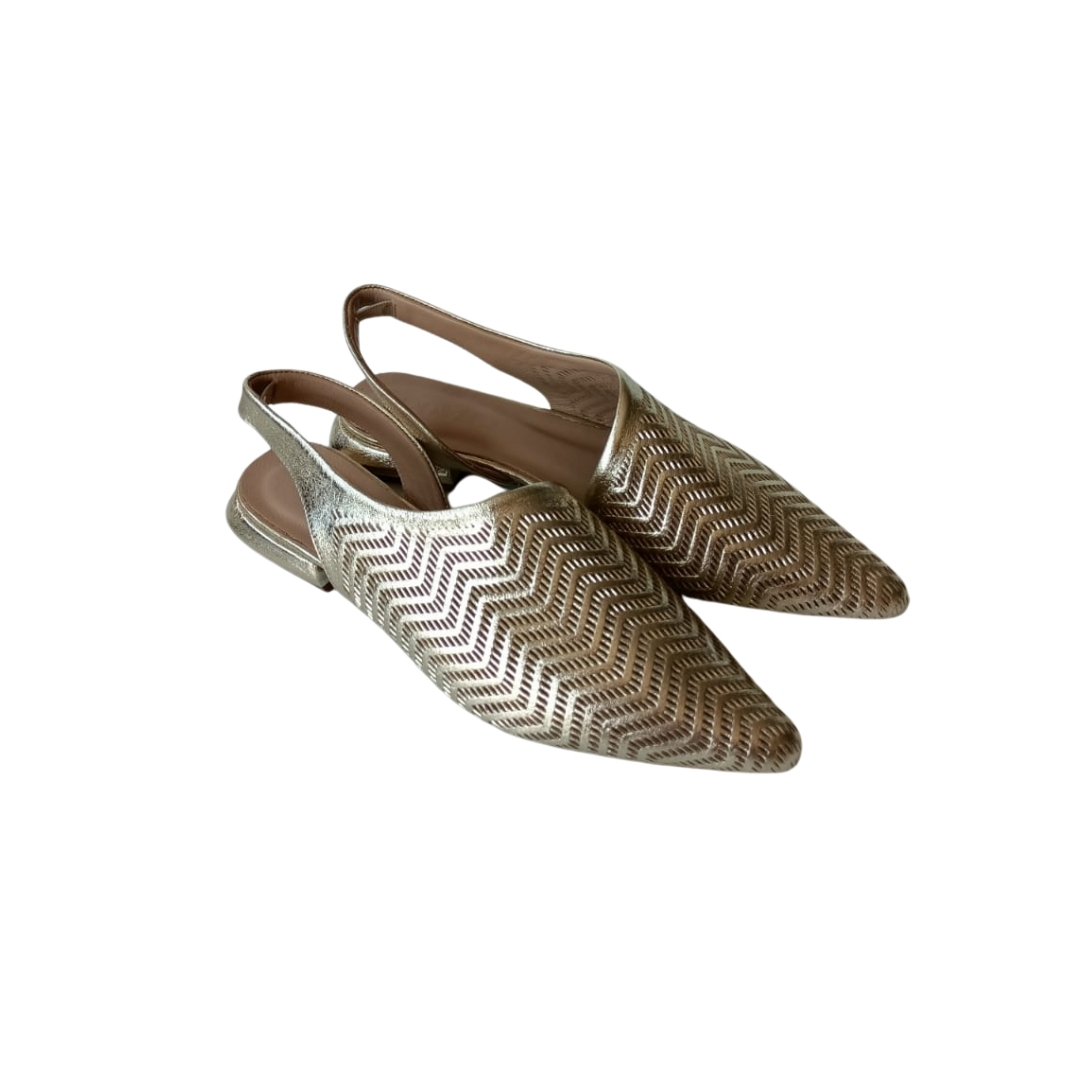 Gold Renk Lazer Kesim Slingback Ayakkabı Gold Renk Lazer Kesim Slingback Ayakkabı