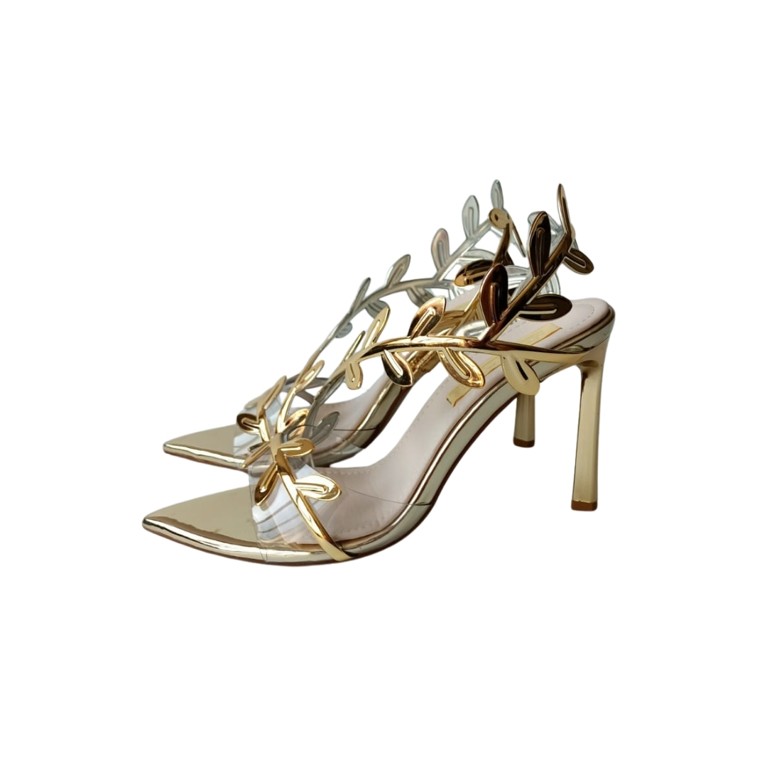 Gold Renk Metalik Stiletto Ayakkabı