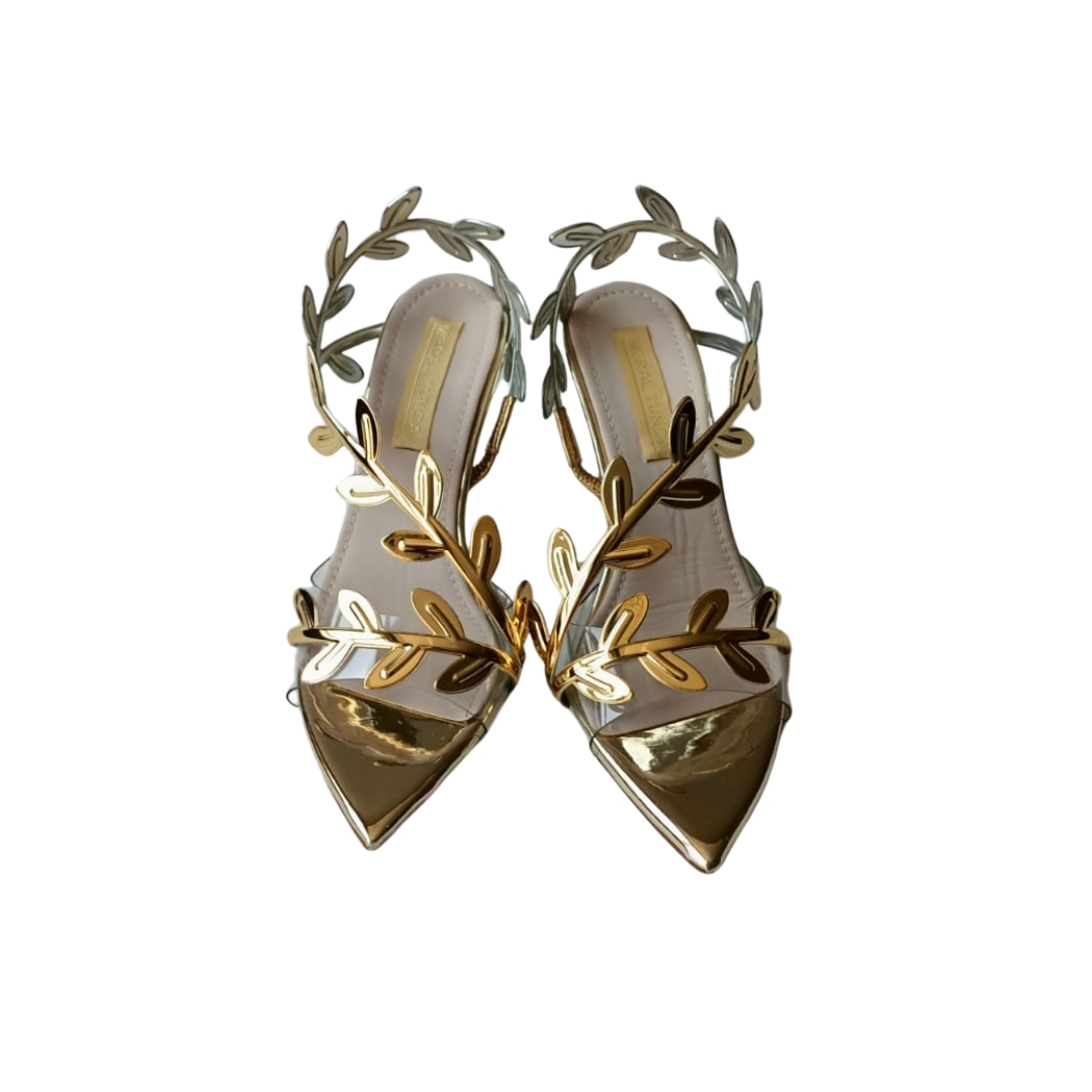 Gold Renk Metalik Stiletto Ayakkabı