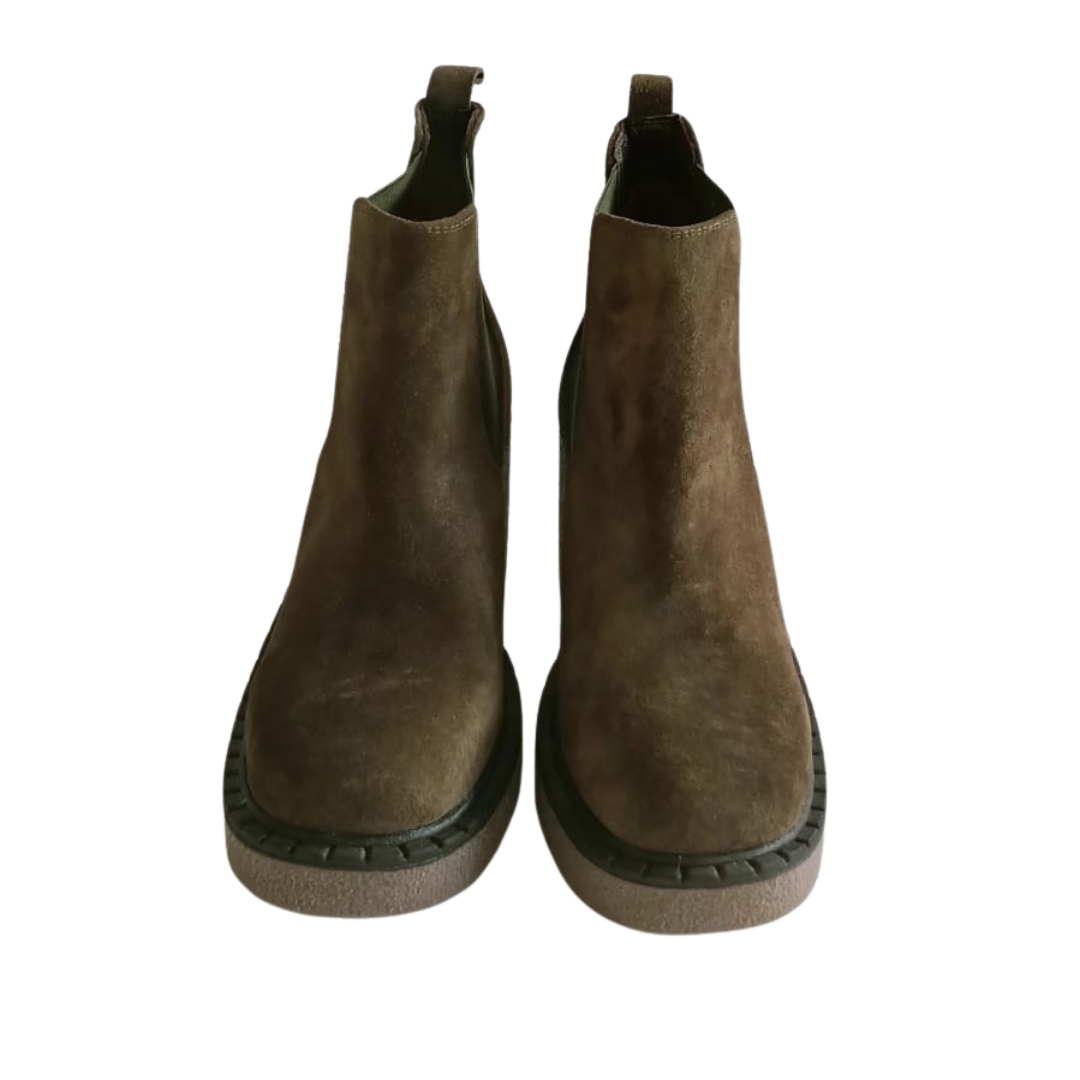 Haki Yeşil Renk Süet Deri Yan lastikli Bot