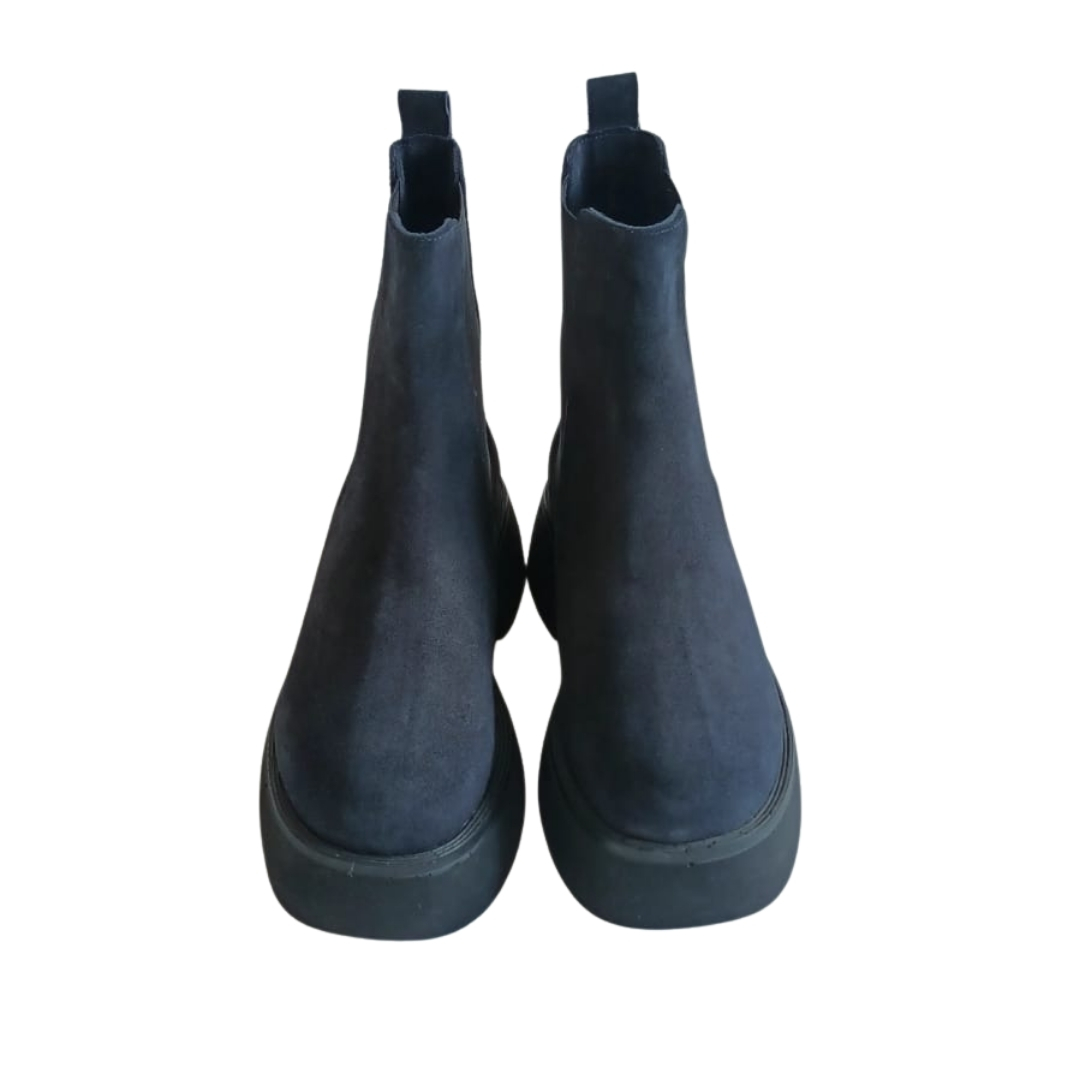 Lacivert Renk Nubuk Deri Yan lastikli Bot