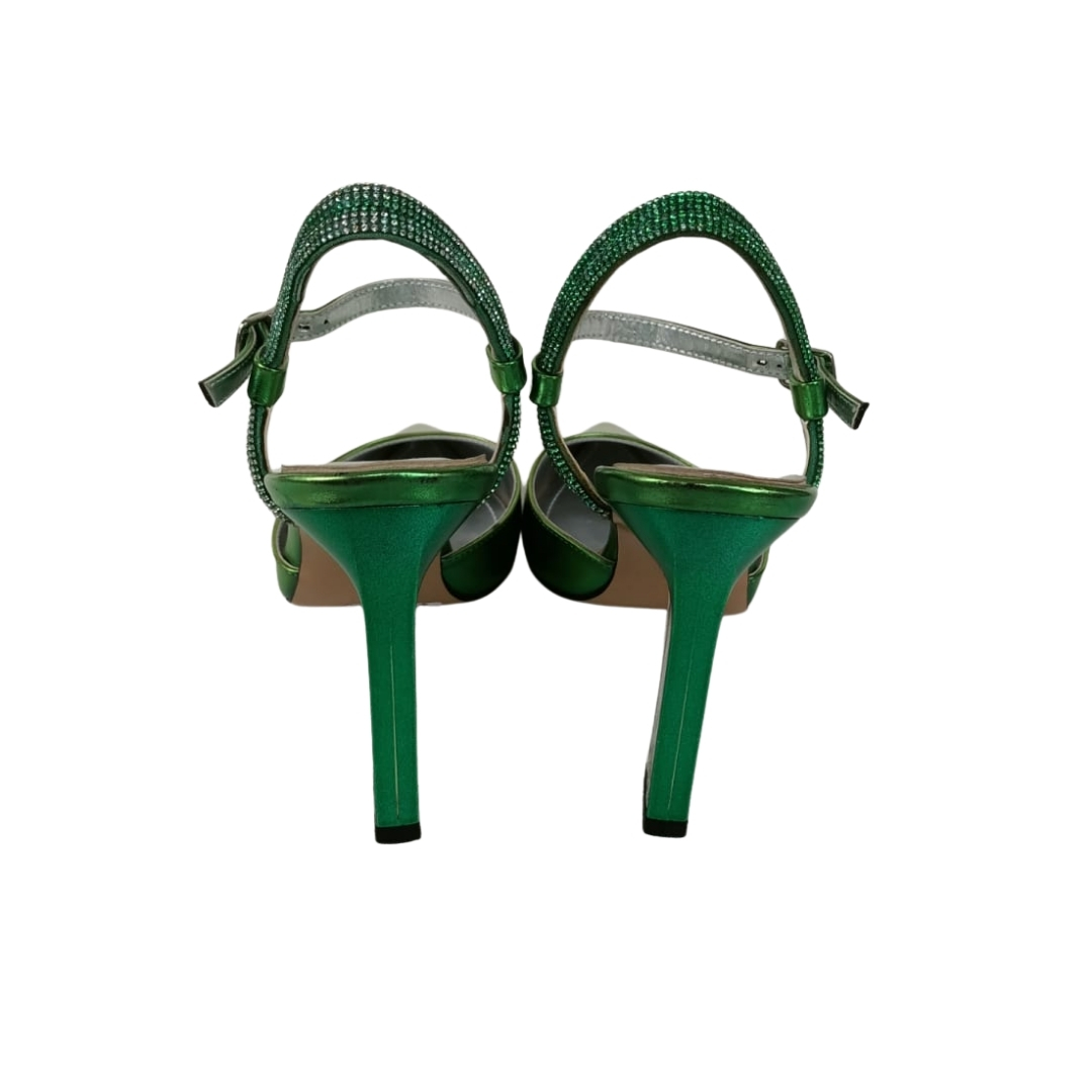 Metalik Yeşil Renk Cam Topuklu Ayakkabı