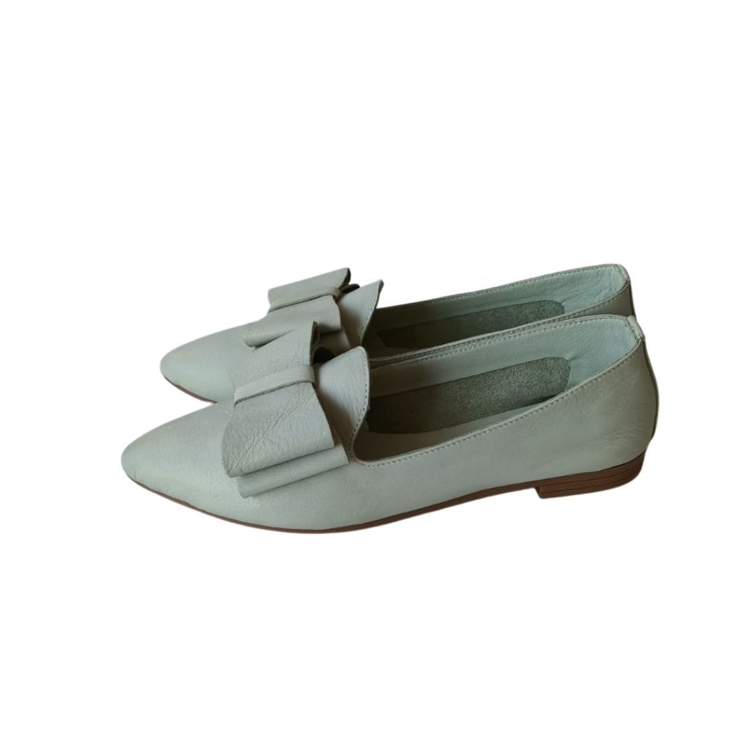 Mint Yeşili Renk Fiyonklu Laofer Ayakkabı