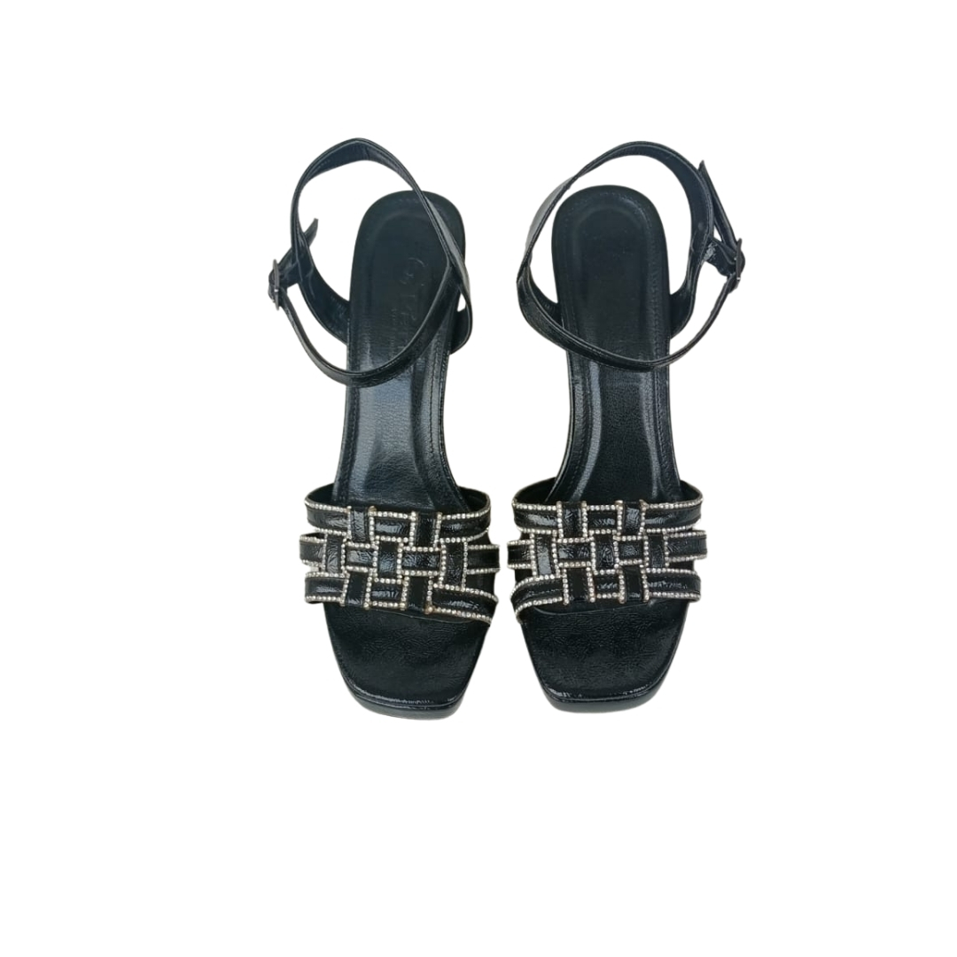 Siyah Renk Cam Platform Topuklu Ayakkabı