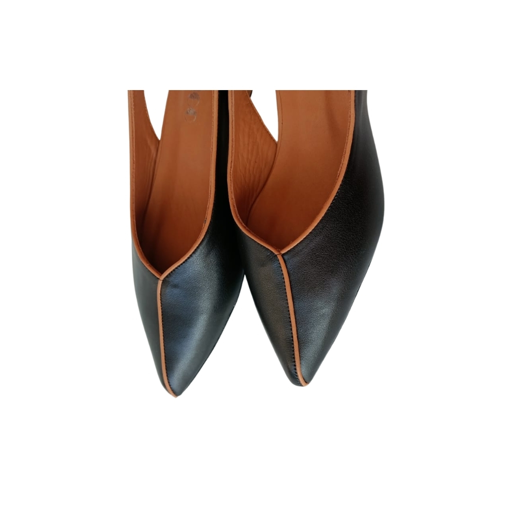 Siyah Taba Slingback Ayakkabı Siyah Taba Slingback Ayakkabı