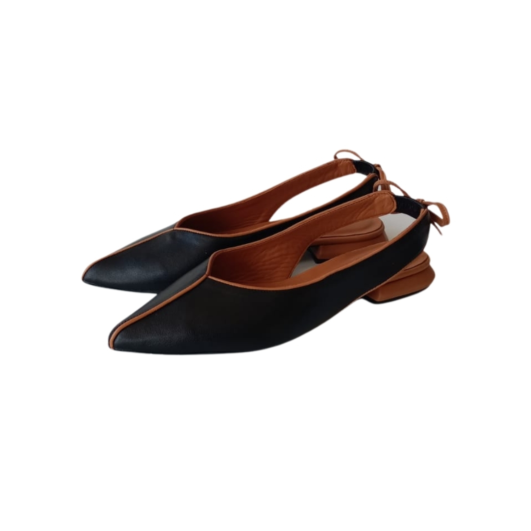 Siyah Taba Slingback Ayakkabı Siyah Taba Slingback Ayakkabı